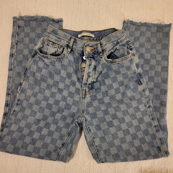 PacSun Denim - Pacsun high rise straight jeans with checkered pattern, unique